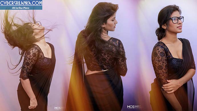 Rumesha Dilshani Black Saree