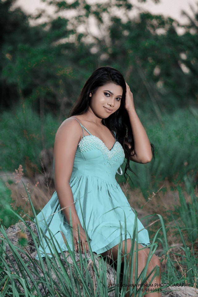 Shashika Madushani Livera Blue Short Dress Photo Shoot - Cybersrilanka