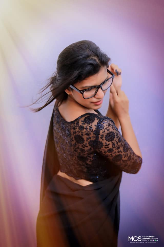 Rumesha Dilshani Black Saree (3)